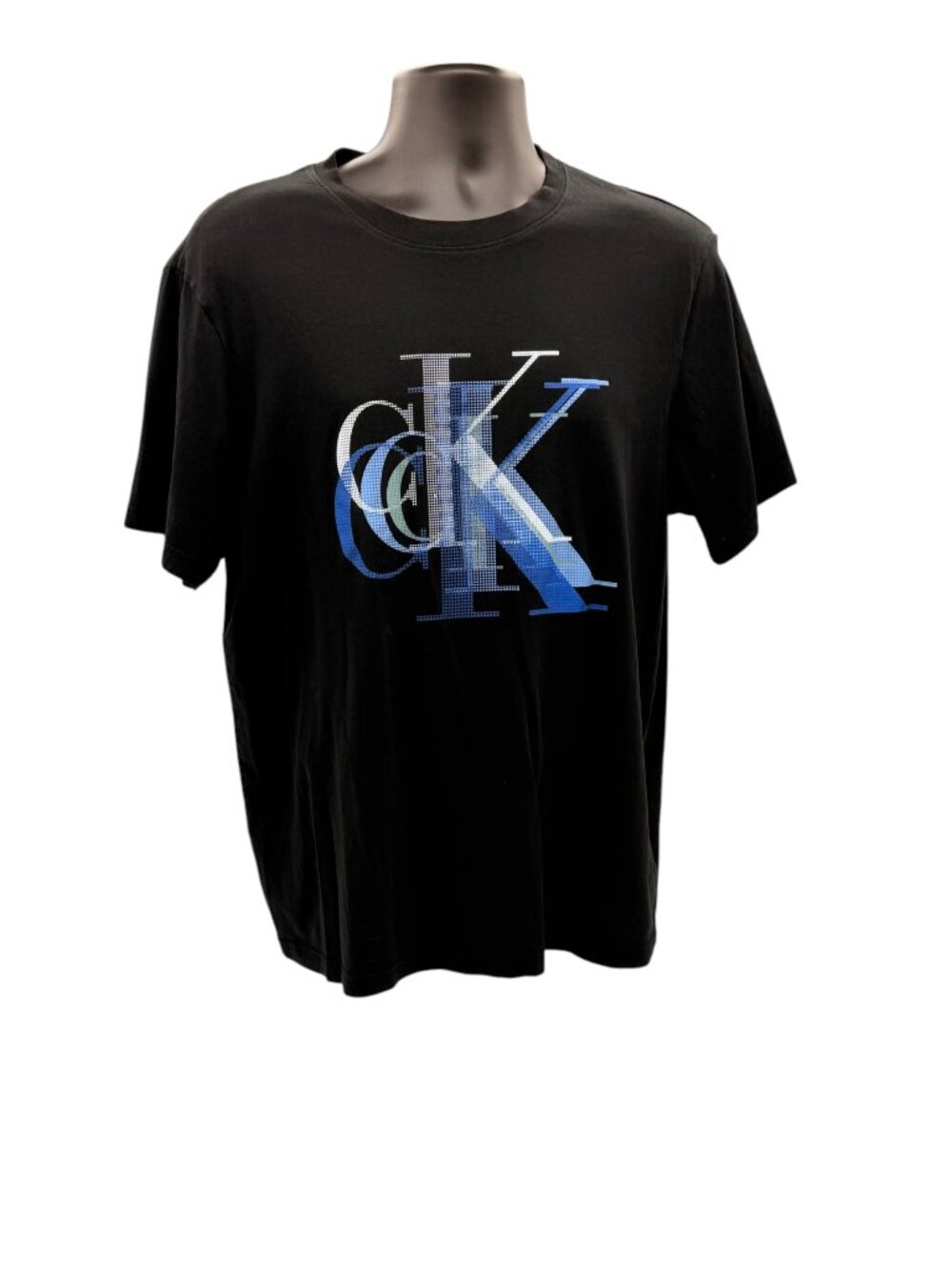 Men's Calvin Klein L Black T-shirt w/Blue & White CK Logo